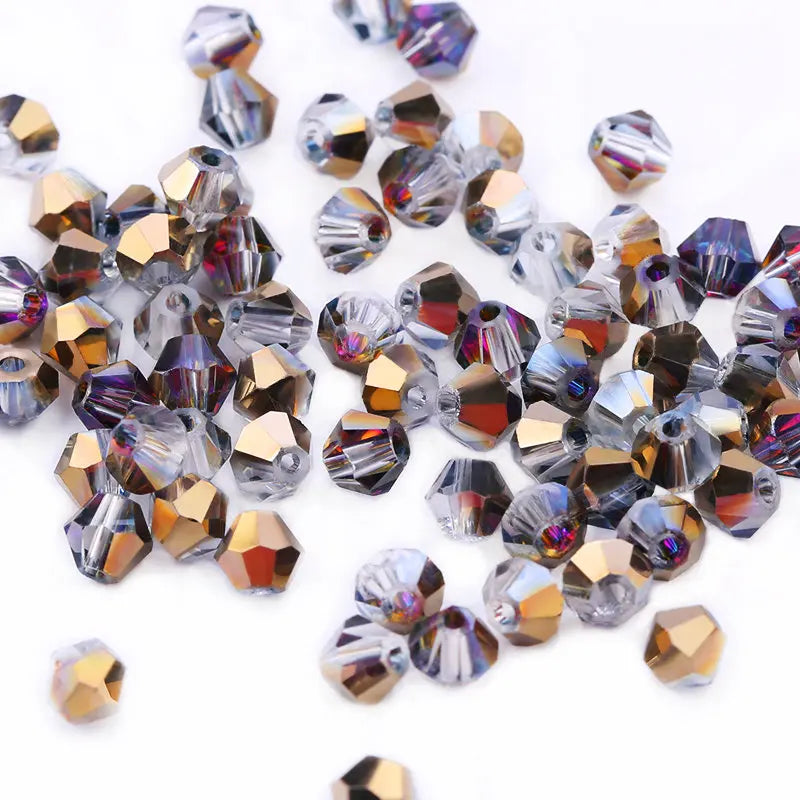 4mm Shiny AB color Crystal Bicone Beads Glass Jewelry Beads Loose Spacer Beads earring bracelet making Jewelry Accessories DIY Qme