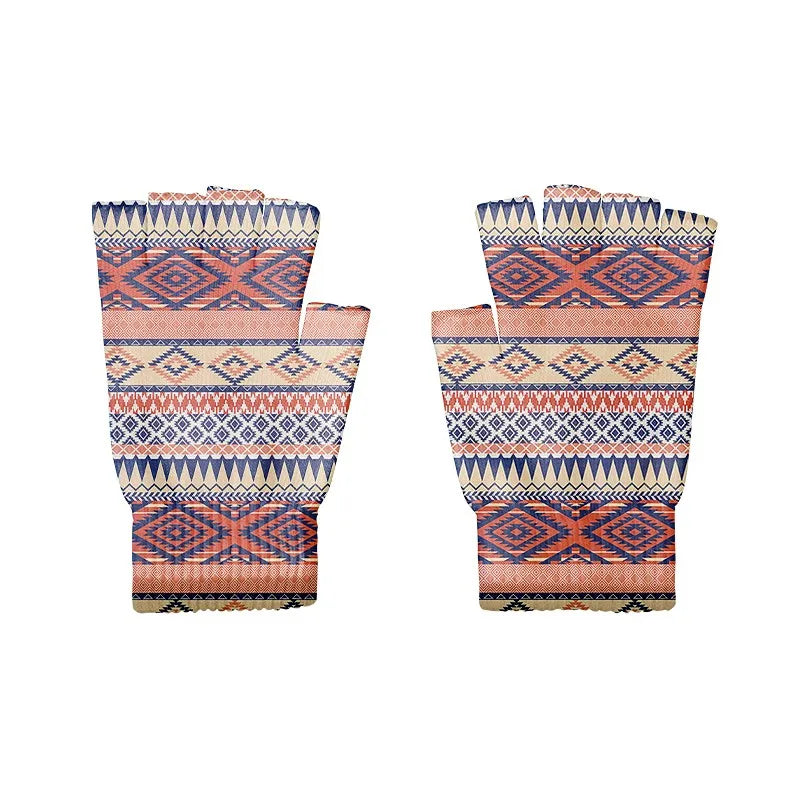 Good Knitted Half Finger Gloves 9 Styles Pattern 3D Print Cycling Qme style3 One Size China Mainland
