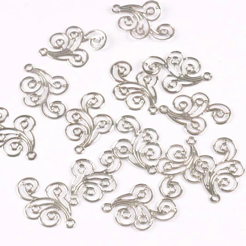 30Pcs Mixed Metal Crafts Connectors Flower Filigree Wraps For DIY Scrapbook Home Decor Embellishments Handicraft 31x21mm yk0773 Qme