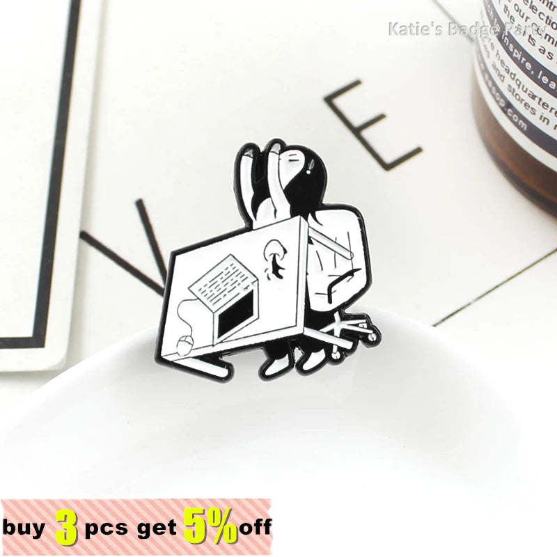 Girl Desk Pin Staff Custom Enamel Pins Funny Lapel Pins Clothes Cartoon Badge Backpack Hat Jewelry Friends Gift Custom Wholesale Qme