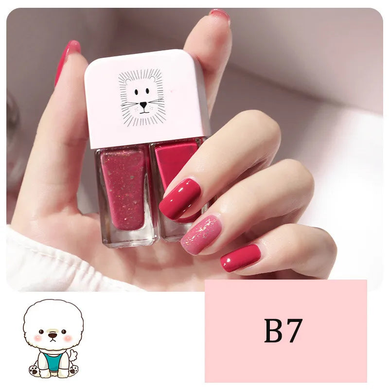 New 2 In 1 Candy Color Nail Polish Manicure Water-based Bright Scrub No Bake No Peeling Quick Dry Waterproof Lasting Nail Polish Qme B7