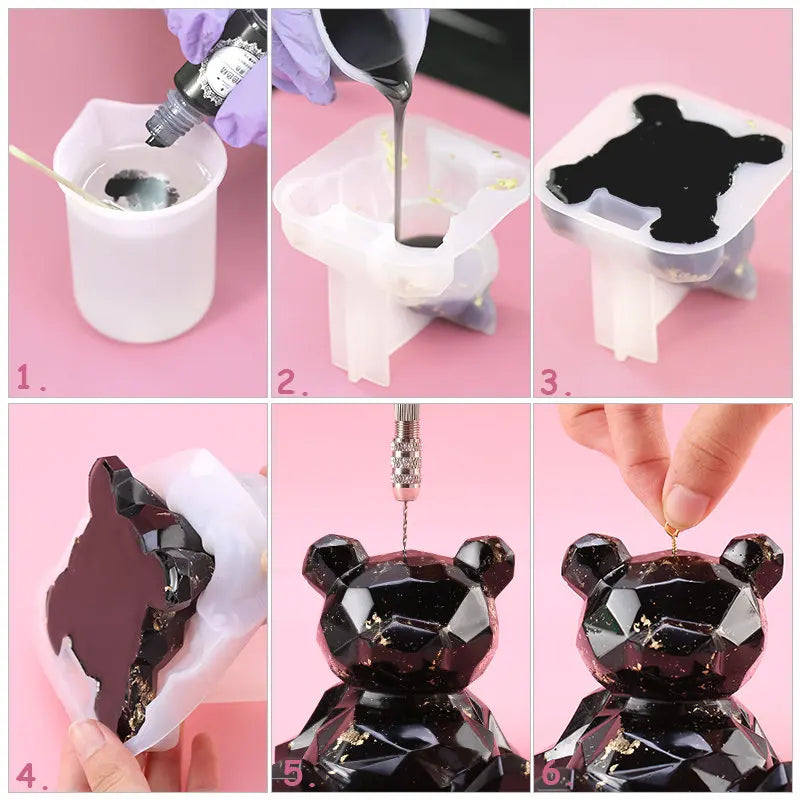 Stereoscopic Animal Resin Molds Silicone Bear Casting Molds Epoxy Resin Mold for Keychains DIY Handmade Resin Jewelry Supplies Qme