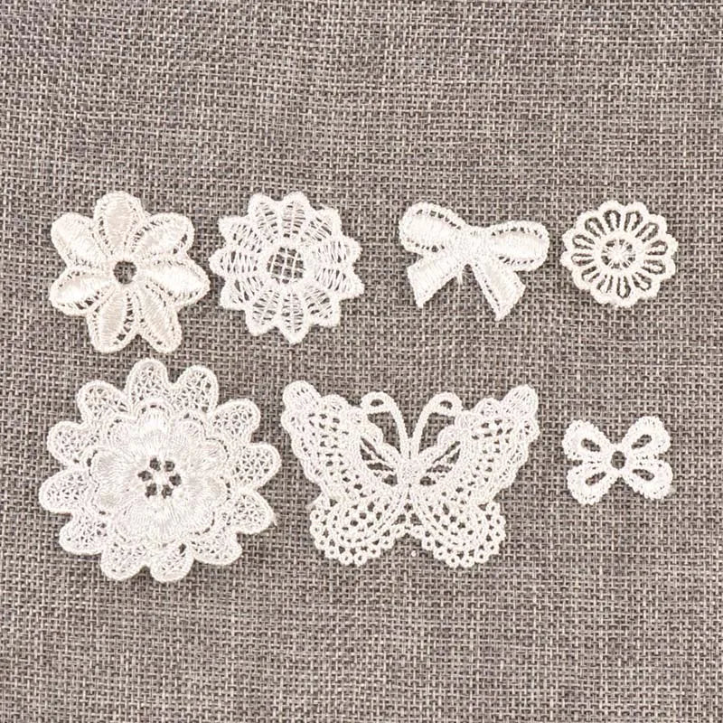 10-50pcs Random Mixed Flower Pattern Embroidered Lace Applique Mesh Trim For Garment Accessories Decoration Sew DIY Fabric C1501 Qme