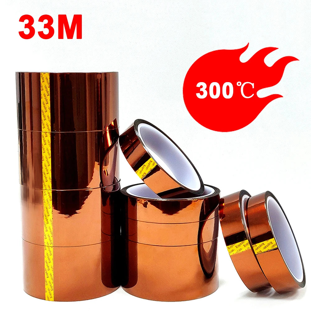33M Gold High-Temperature Heat Resistant Adhesive Tape Polyimide 10-50MM Width No Residue for Masking Soldering Etc Qme