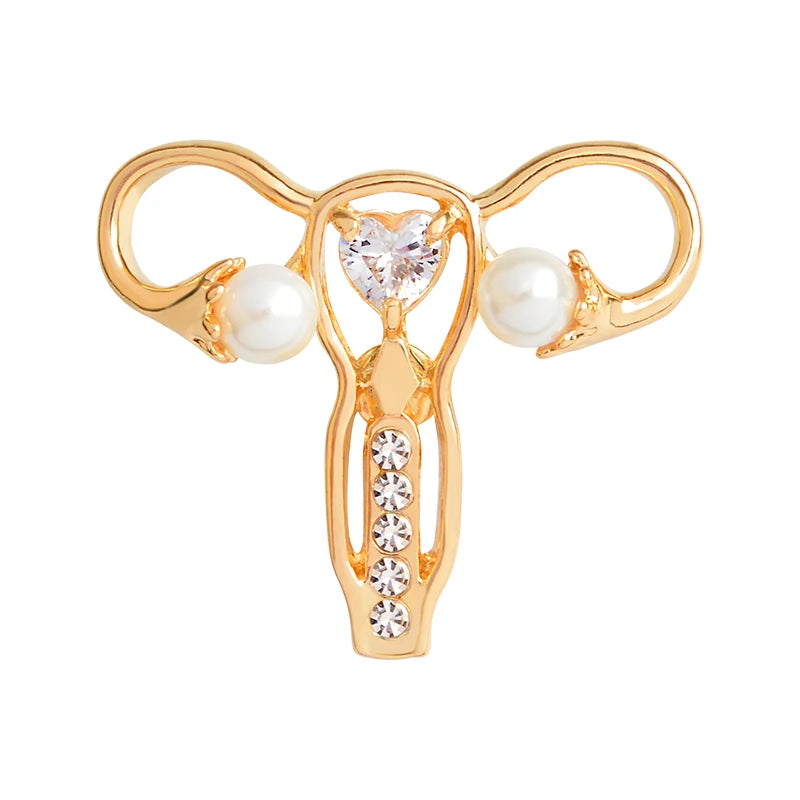 Medical Brooches Collection Crystal Uterus Microscope Scalpel Stomach ECG Tooth Pins Jewelry for Doctor Nurse Badge Wholesale Qme Uterus G