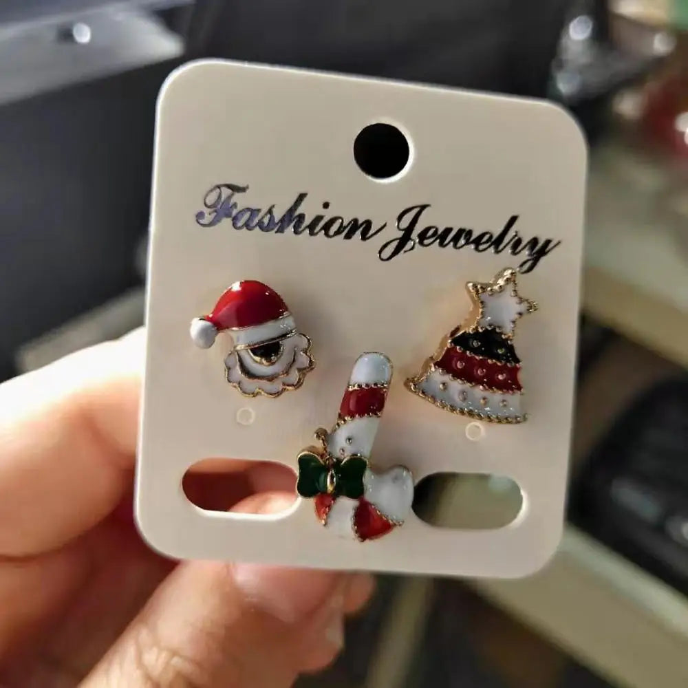 3pcs/set Merry Christmas Custom Brooches Christmas Socks Christmas Tree Elk Enamel Badge Brooch Women Fashion Party Jewelry Gift Qme style 3