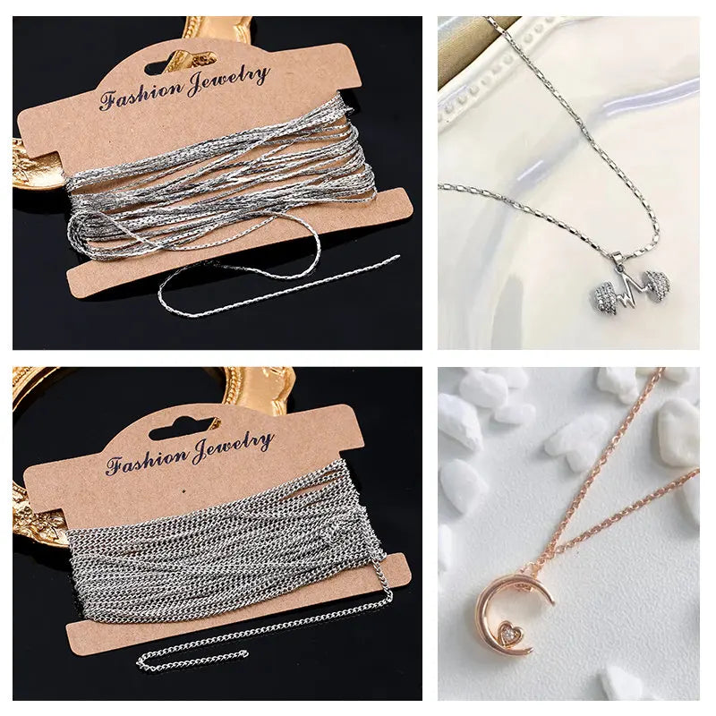 6 Types Jewelry Making Chains Plated Silver Gold Copper Cable Link Chains For DIY Jewelry Necklace Bracelet Crafts 5 Meters Qme