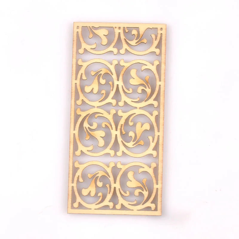 5Pcs/lot Natural Wood Decoration For DIY Scrapbook Crafts Hollow Rectangle Wooden Handmade Ornaments Home Embellishment m2559 Qme