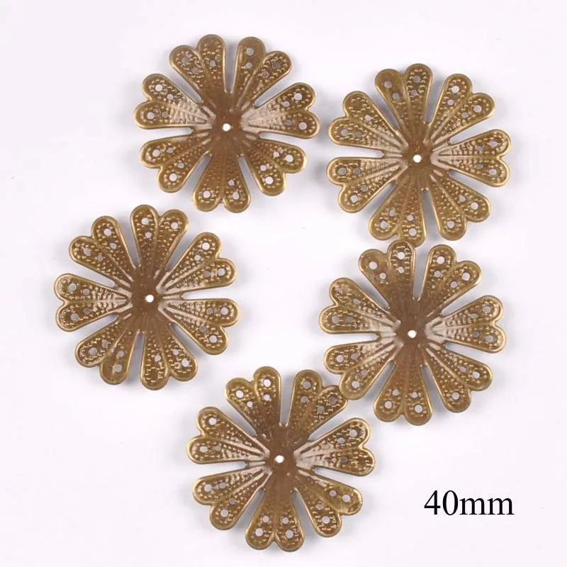 20pcs 10 Style Metal Crafts Wraps Filigree Flowers Connectors Embellishments For Scrapbooking DIY Home Decor Handicraft yk0762 Qme 2 Bronze