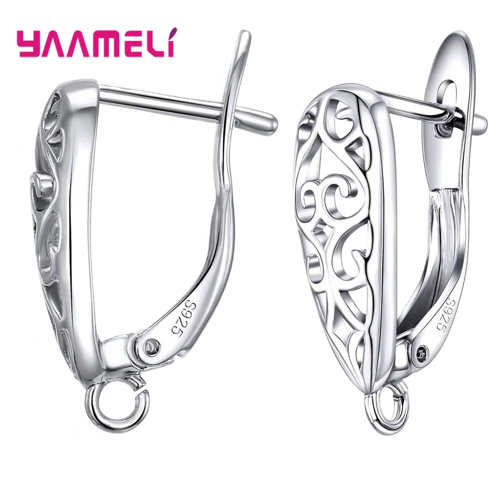 Real 100 925 Sterling Silver Zircon Findings Earrings Leverback