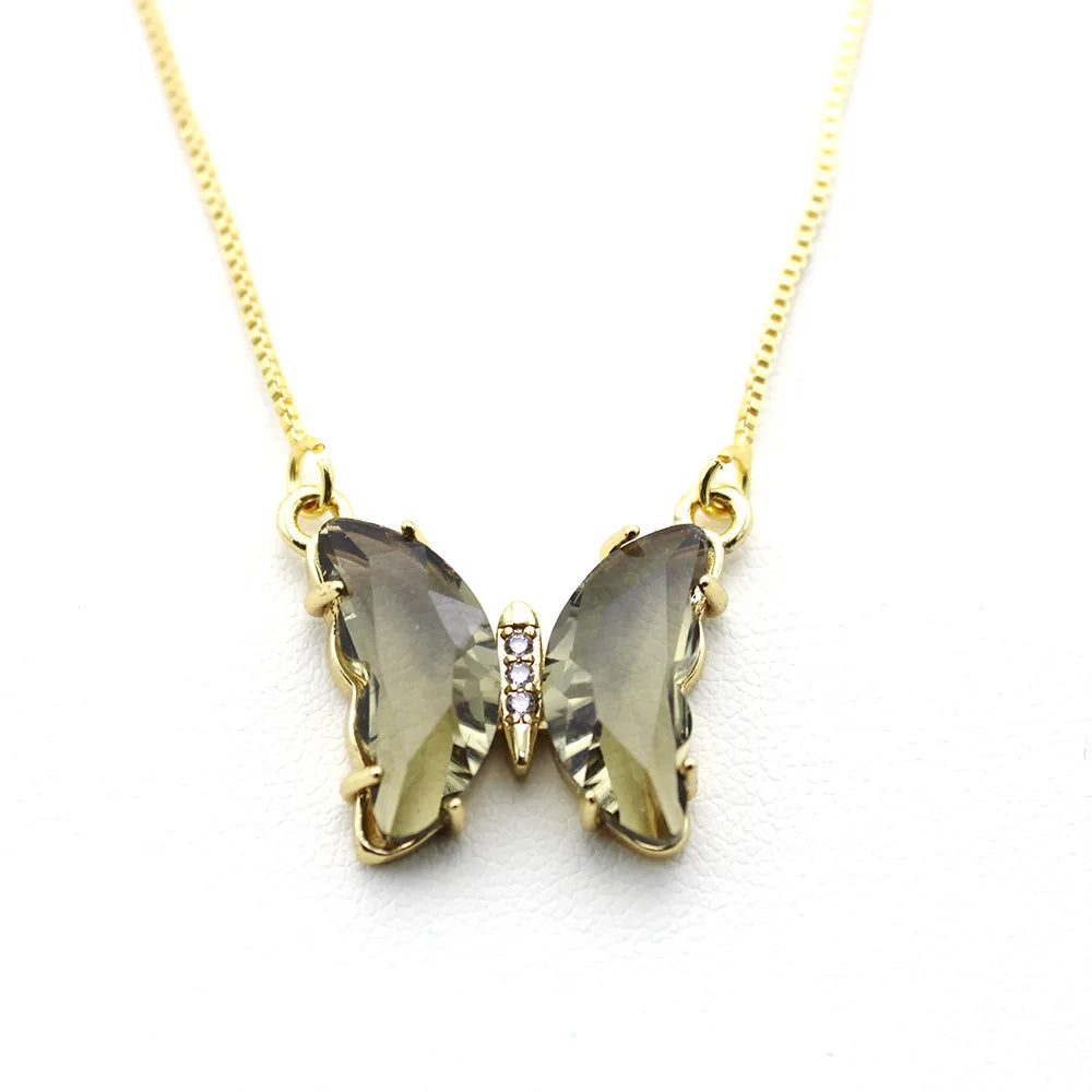New AA Cubic Zircon Elegant Limited Jewelry Crystal Butterfly Double Sided Necklace Ladies Simple Style Jewelry Gift Qme 14