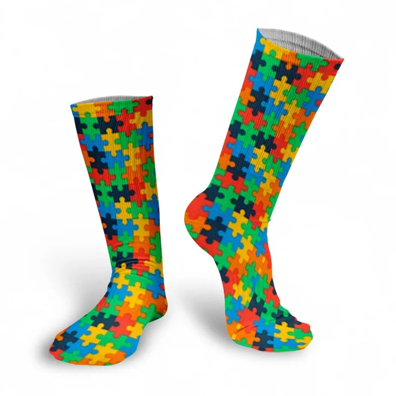 Classic Women Socks Casual Comfortable Puzzle Happy Business Party Qme style4 One Size