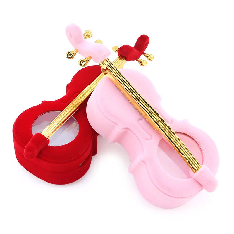 1 Piece unique Cello Gift Box Holder Jewelry box case Velvet Wedding Ring Box for Earrings Necklace Display & Packaging 2 colors Qme