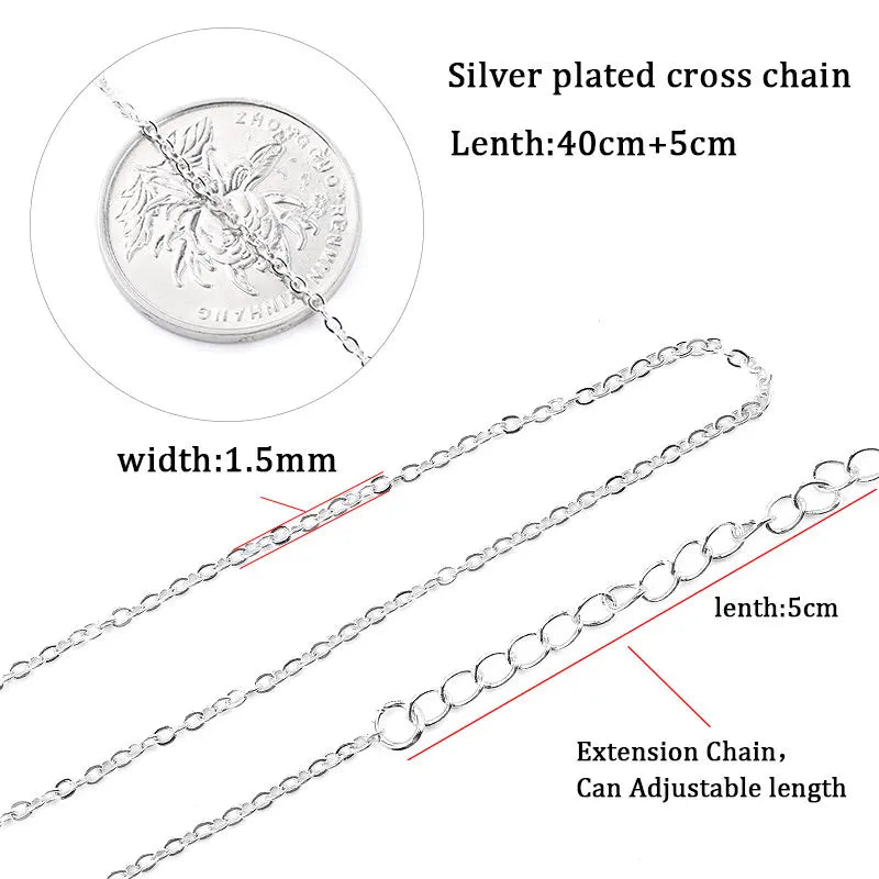 45cm/18inch Women Necklace Fashion Jewelry Accessories Copper Aberdeen Box Chain White K Cross Chain For DIY Jewelry Necklace Qme