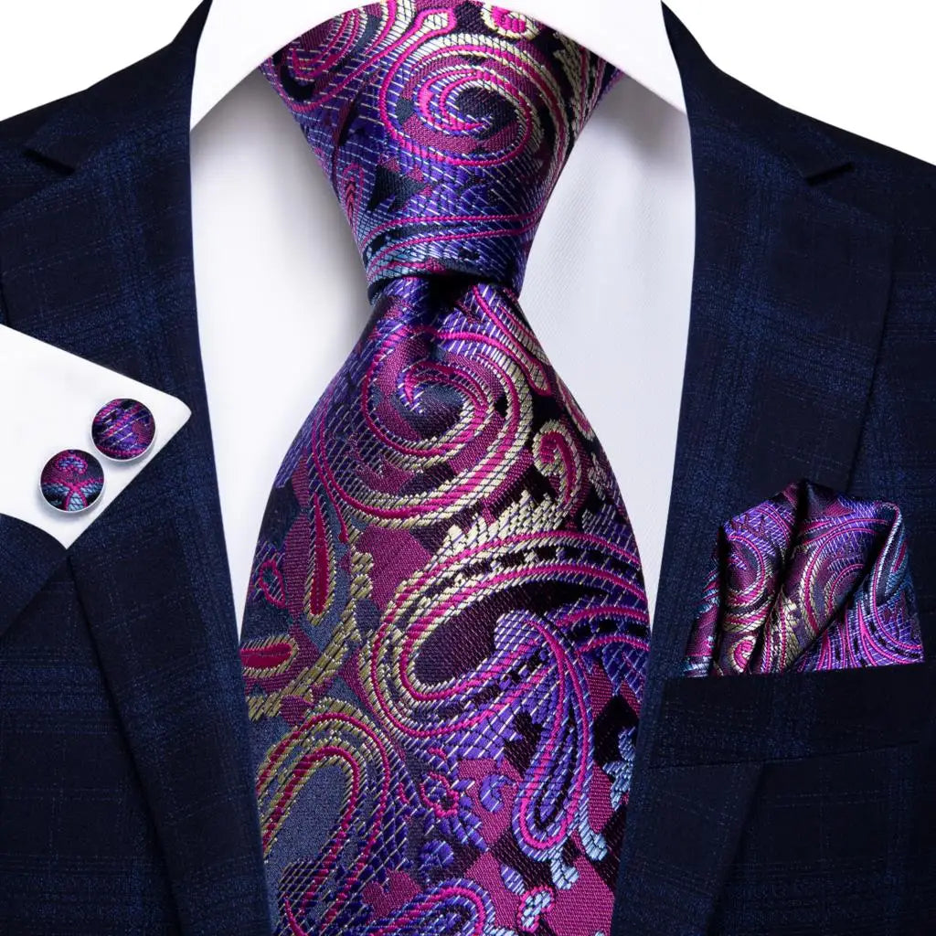 Designer Elegant Mens Ties Gentlemen Purple Novelty Luxury Men Qme