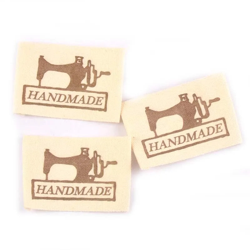 Beige Needlework Cotton Woven Labels For DIY Sewing Garment Fabric Bags Shoes Bags Handmade Clothing Tags Care 50pcs c2182 Qme