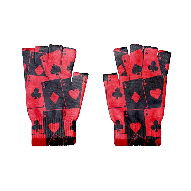Good Knitted Half Finger Gloves 9 Styles Pattern 3D Print Cycling Qme style1 One Size China Mainland