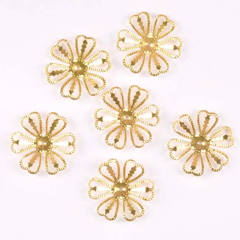 Silver Gold Hollow Metal Crafts Flowers Connectors Wraps Filigree For Scrapbook DIY Embellishment Home Decor 26mm 20pcs Yk0762-5 Qme