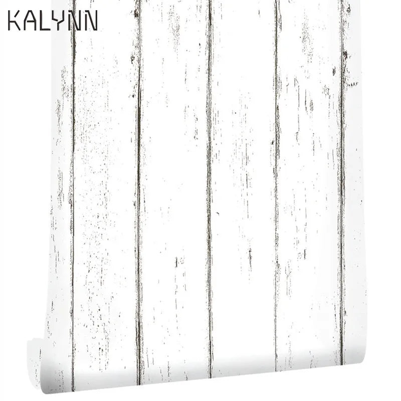 Vintage Imitation Wood Wallpaper Vertical Striped DIY Wall Paper Qme 10mx45cm