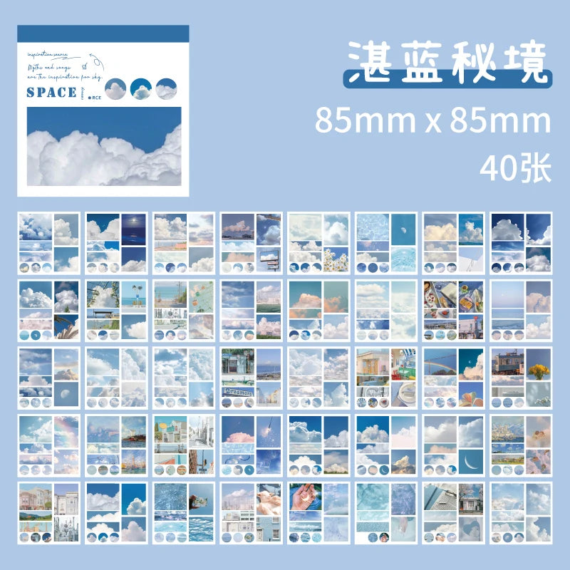 50sheets 50 Patterns Washi Paper Ins Stickers Book Aesthetic Scenery