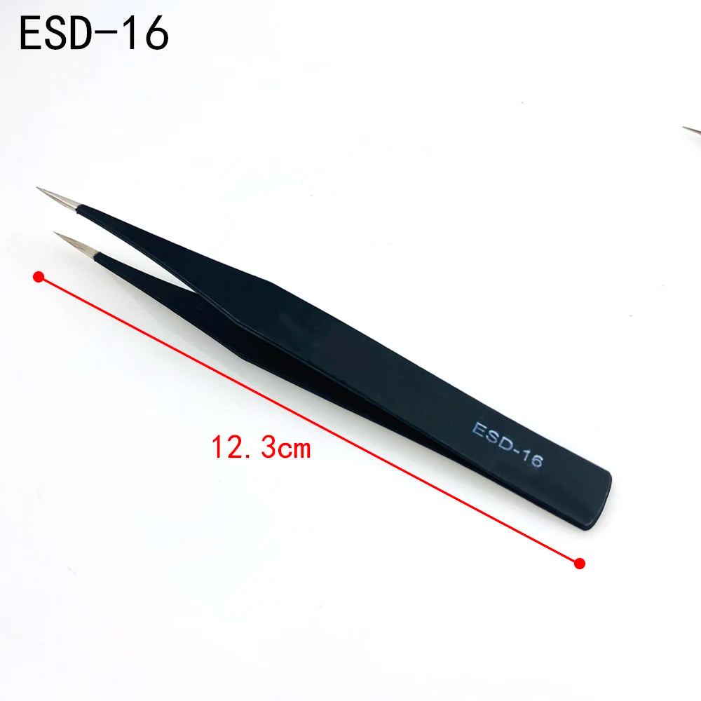 Anti-static ESD Stainless Steel Tweezers Maintenance Tools Industrial Qme