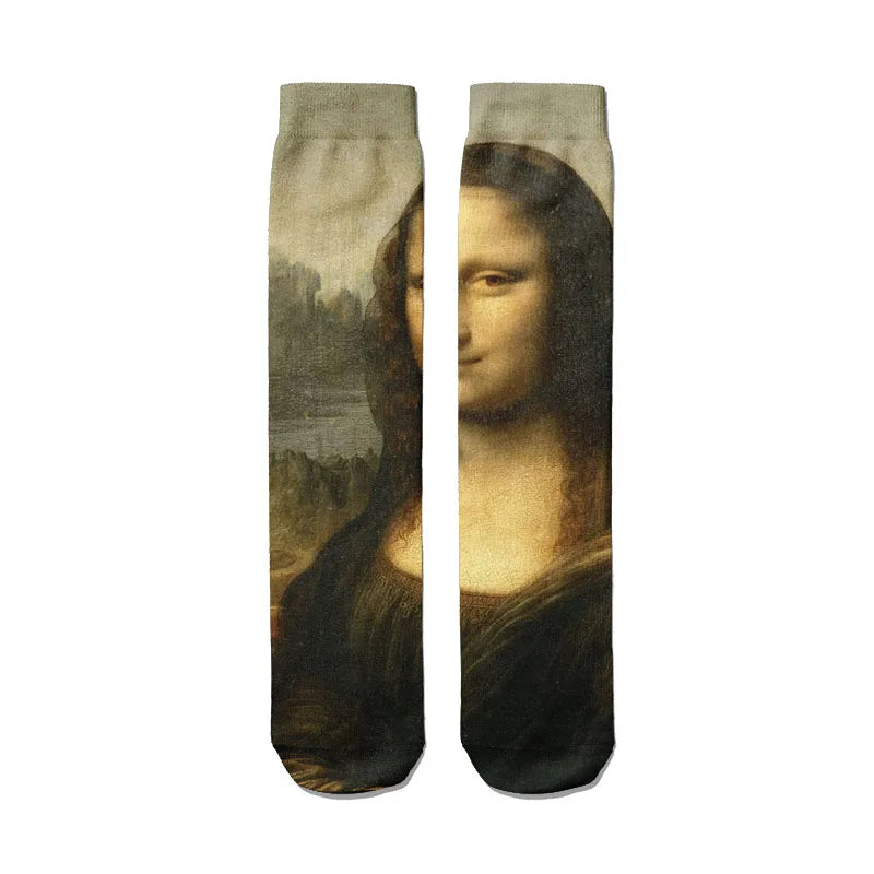 Van Gogh Mural World Famous Painting Sunflower Socks Men Novelty Qme style9