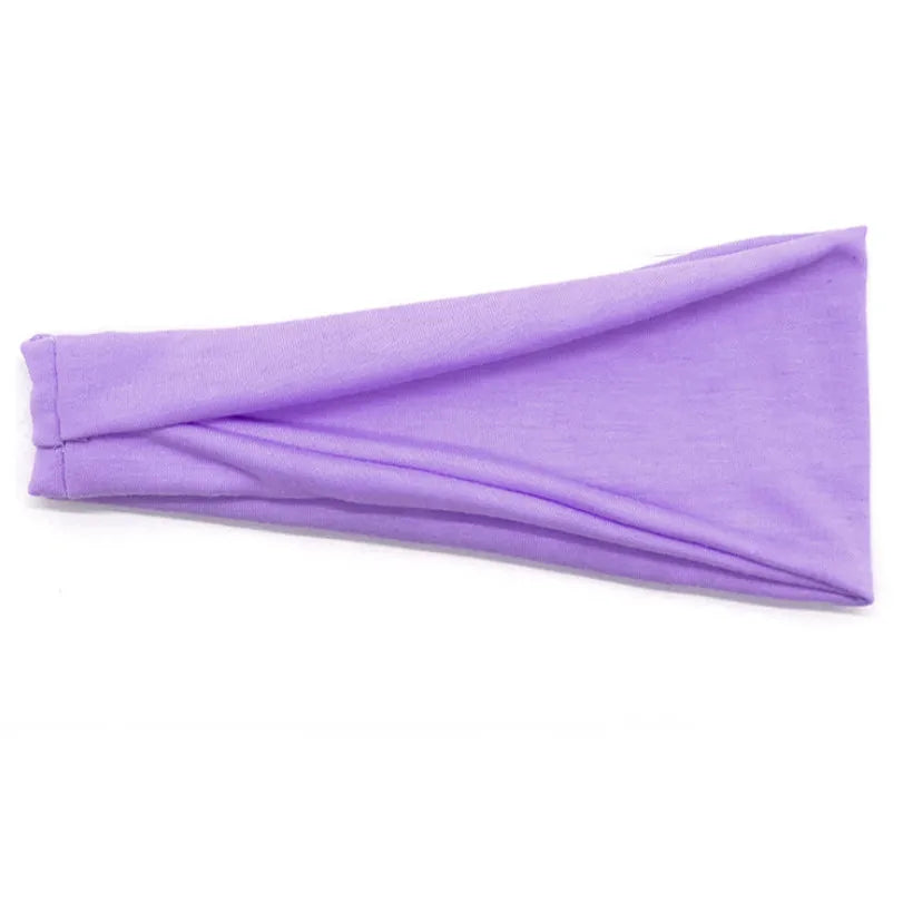 Women Cotton Head Band Fashion Hair Bands Woman Solid Turban Twist Qme Light purple 10cm-22cm