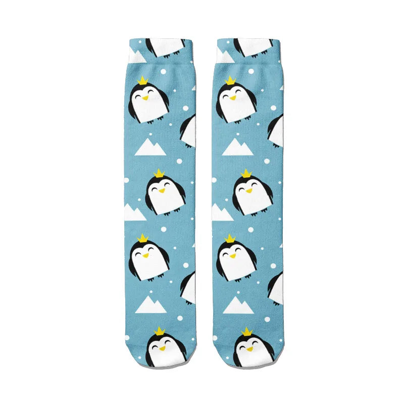 3D Cartoon Penguin Socks Women Funny Kawaii Cotton Long Casual Dress Qme style2 One Size China Mainland