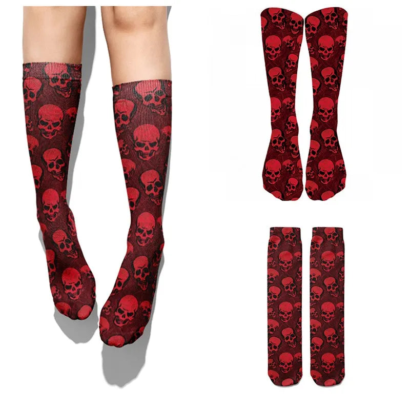 Funny Harajuku Cartoon Skull Socks Cotton Men Women's Colorful Sports Qme