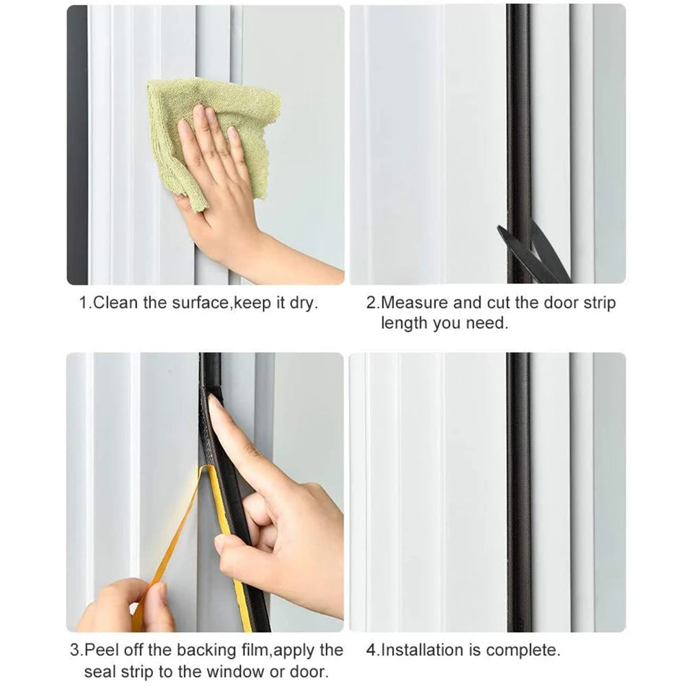 V Shape Adhesive Weather Stripping Door Frame Seal PU Foam Window Insulation Anti Collision Soundproof Tool Brown Qme