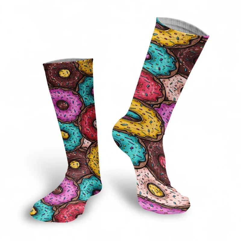 Women Happy Funny Socks 3D Print Abstract Art Cute Graffiti Candy Qme