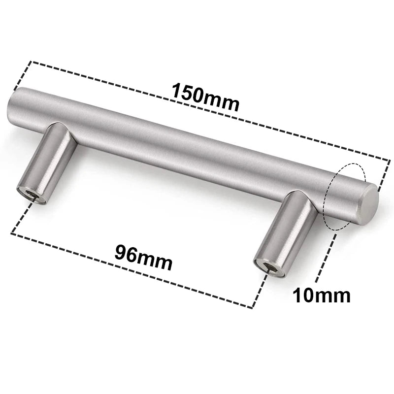 Kitchen Cabinet Pulls Furniture Drawer Handles Stainless Steel T Bar Straight Wardrobe Door Knobs Black Silver Cupboard Handle Qme silver 96mm