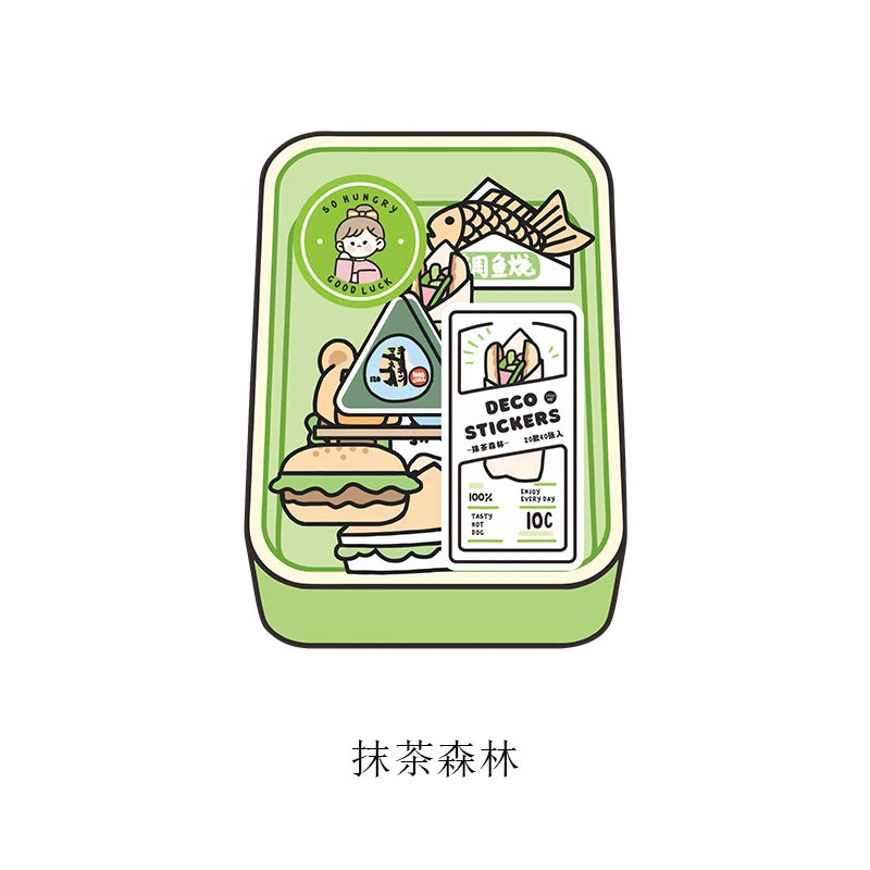 40pcs Food Series stickers Set Kawaii Cartoon Diary Album Stationery Sticker aesthetic Decorative collage planner Album Qme Matcha Forest