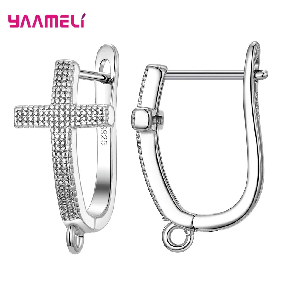Real 100% 925 Sterling Silver Color Zircon Findings Earrings Leverback Earwire Fittings Components Accessories Handmade Supplies Qme Design 31
