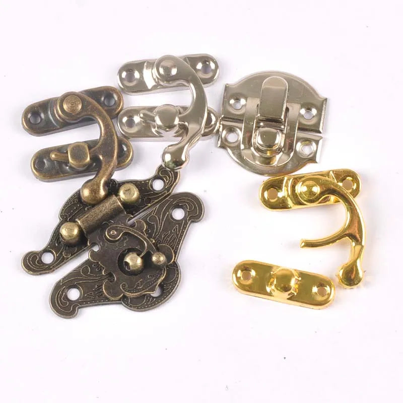Antique Silver Bronze Vintage Lock Hasp Jewelry Wooden Box Latch Clasp Purse Locks Furniture Hardware Padlock 5 designs c2148 Qme