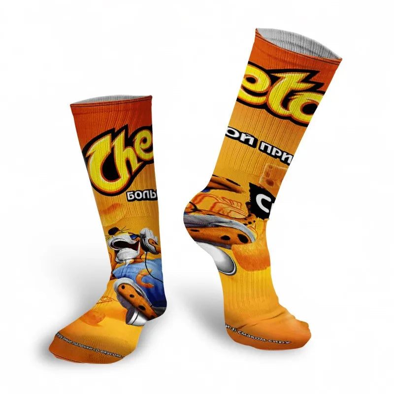Funny 3D Printing Potato Chips Socks Female French Fries Packaging Qme style7 One Size China Mainland