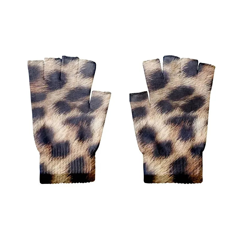 Women Leopard Gloves Fashion Elastic Five Fingers Men's Outdoor Qme style7 One Size China Mainland