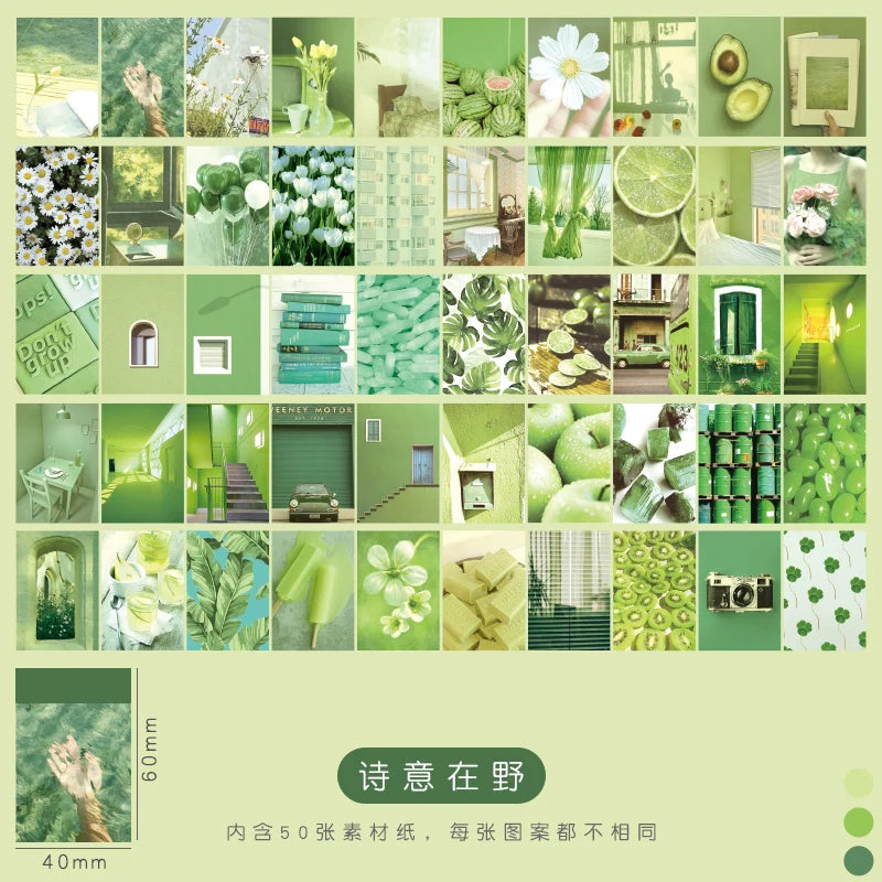50pcs/pack Vintage Stickers Landscape Book Scrapbooking Decorative Supplies Diary Album Stationery Aesth Painting Stickers Qme B