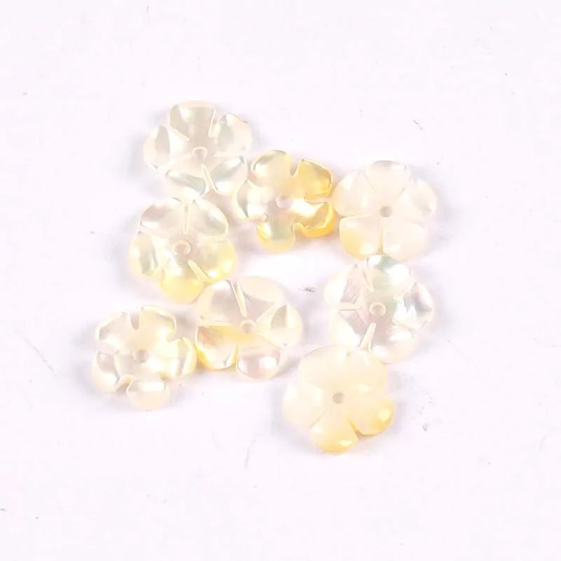5Pcs Flower Shape Texture Curved Natural Mother Of Pearl Shell Beads For Jewelry Making Earring Diy Craft Accessories 8mm tr0379 Qme