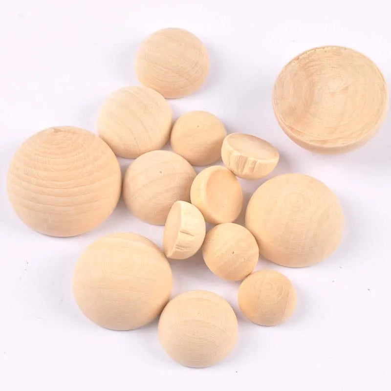 15/20/25/30mm Natural Wood Half-faced Ball Wooden Spacer Beads Craft Supplies For DIY Jewelry Making Scrapbook Accessories m2243 Qme