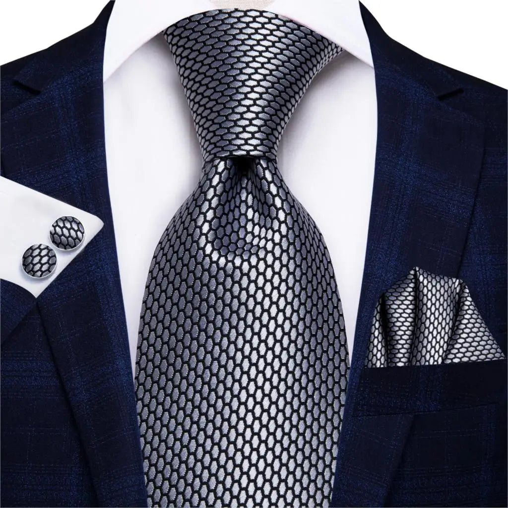 Business Black Solid Paisley Men's Tie Neck Strip Ties Men Formal Qme