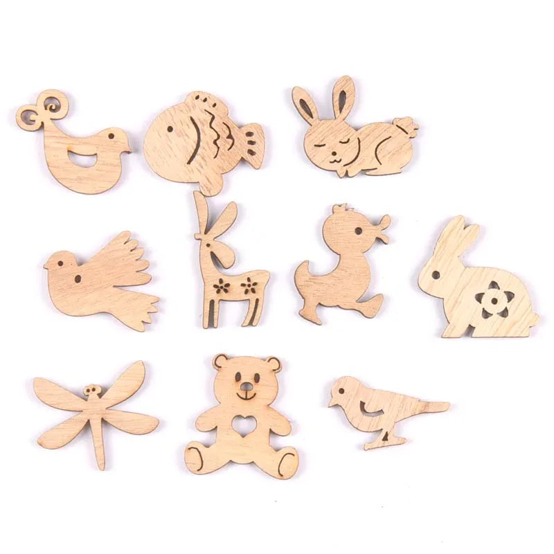 25Pcs Vintage Flowers/owls/leaves DIY Wooden Ornaments Scrapbook Craft Unfinished Natural Wood Slices For Home Decor m2731 Qme 25-30mm
