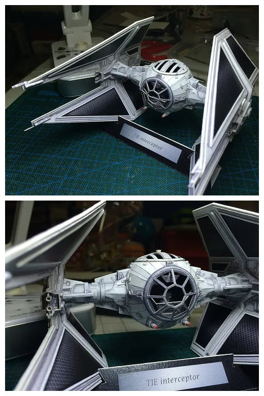 TIE Interceptor DIY Handcraft PAPER MODEL Handmade Toy Puzzles Qme