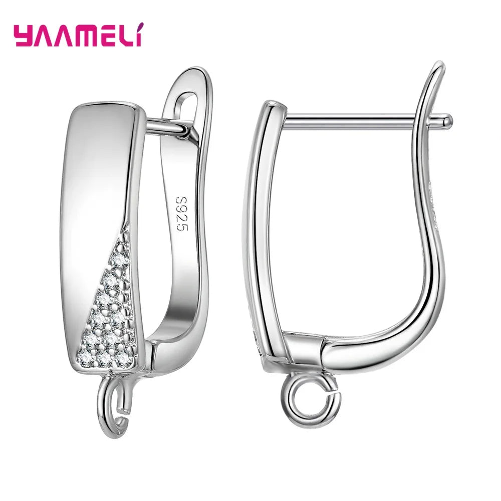 Real 100 925 Sterling Silver Zircon Findings Earrings Leverback