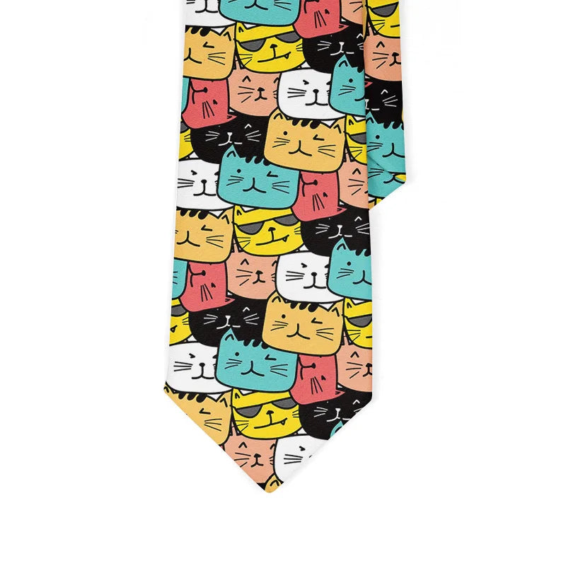 Funny Harajuku 3D Printing Cute Cartoon Men Tie Polyester Necktie Qme