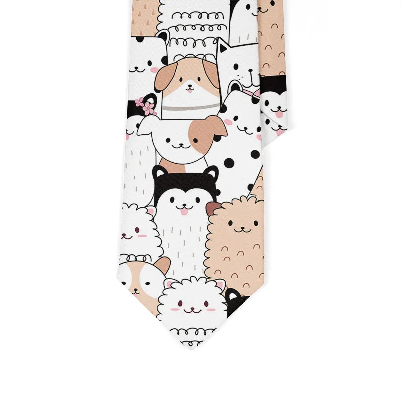 Funny Harajuku 3D Printing Cute Cartoon Men Tie Polyester Necktie Qme