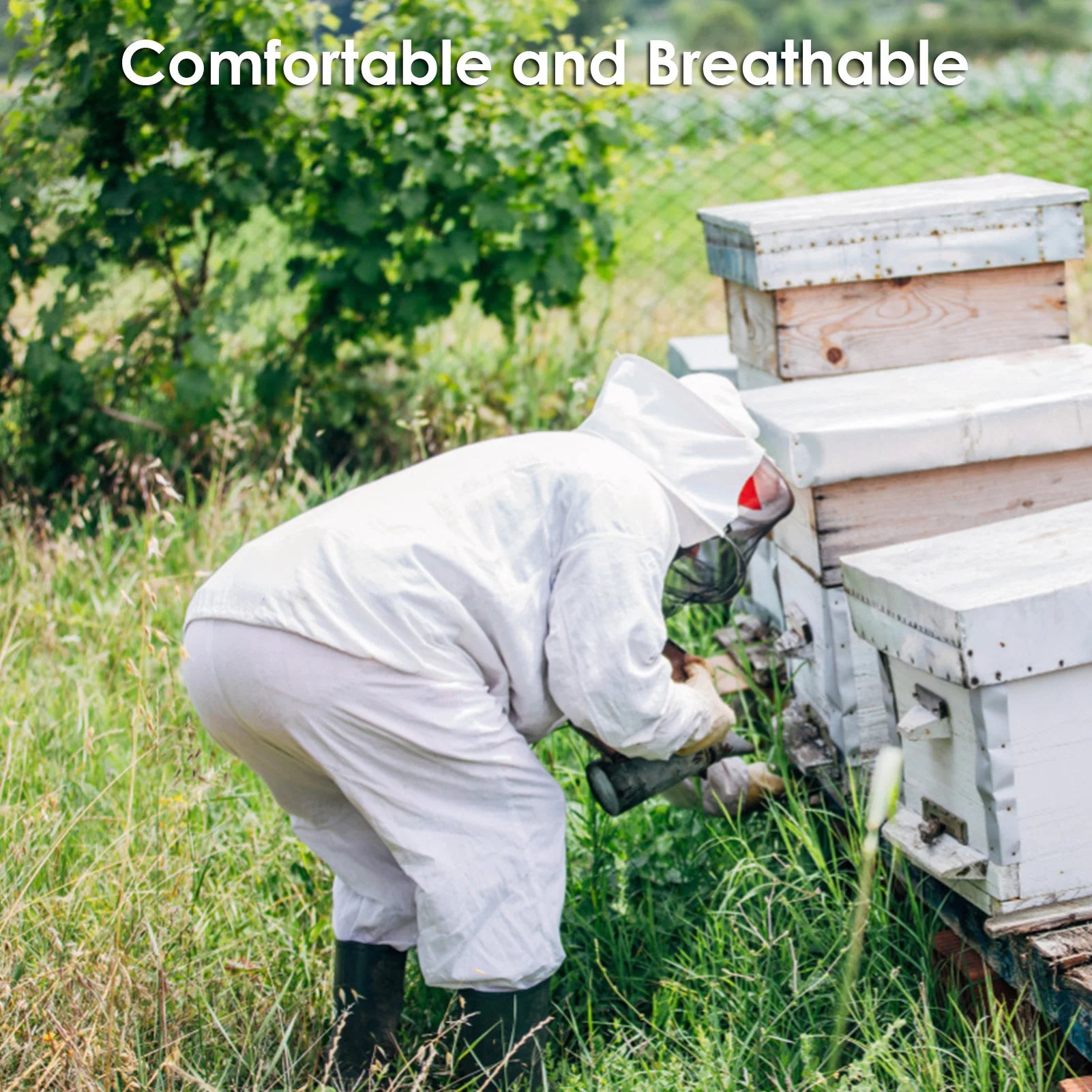 White Split Beekeeping Clothing Professional Bee Protection Beekeeping Suit With Gloves And Bee Hive Tool Beekeeping Calm Qme