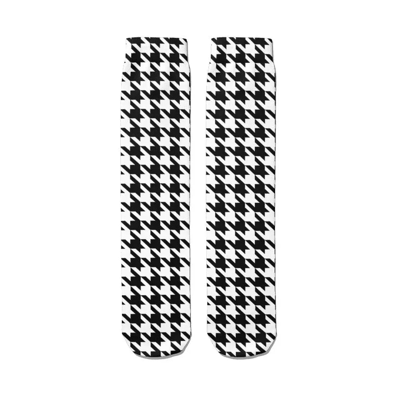 Fashion 3d Thousand Birds Pattern Socks Lattice Print Kawaii Cute Men Qme style5 China Mainland