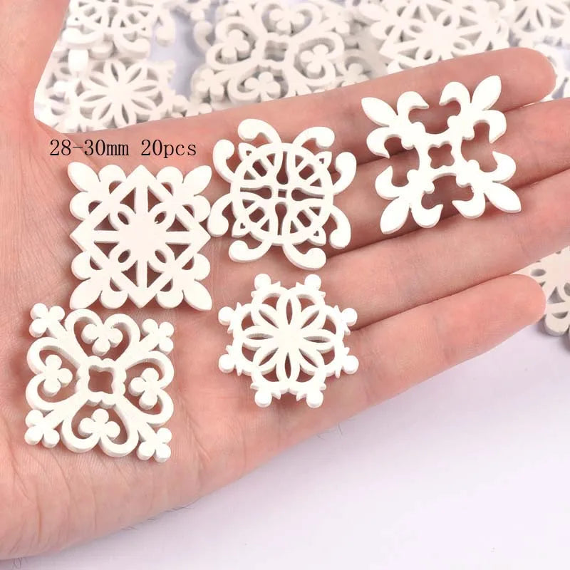 10-50pcs 22-40mm Wood Crafts white christmas trees DIY Scrapbooking For Wooden Ornament Home Decoration Sewing Accessories M2216 Qme 28-30mm 20pcs