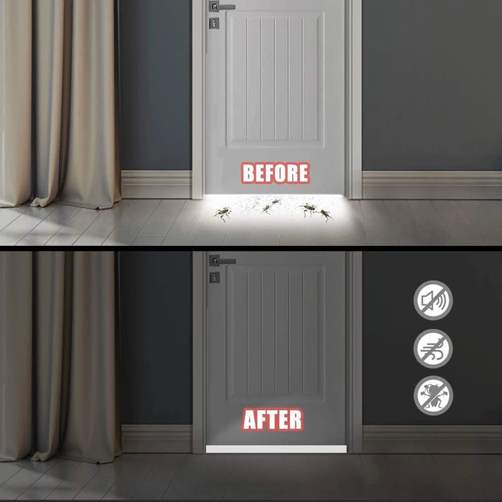 2 Pack Door Bottom Weather Stripping Draft Blocker Self Adhesive Silicone Flexible Seal Tape Dust and Noise Insulation Strip Qme